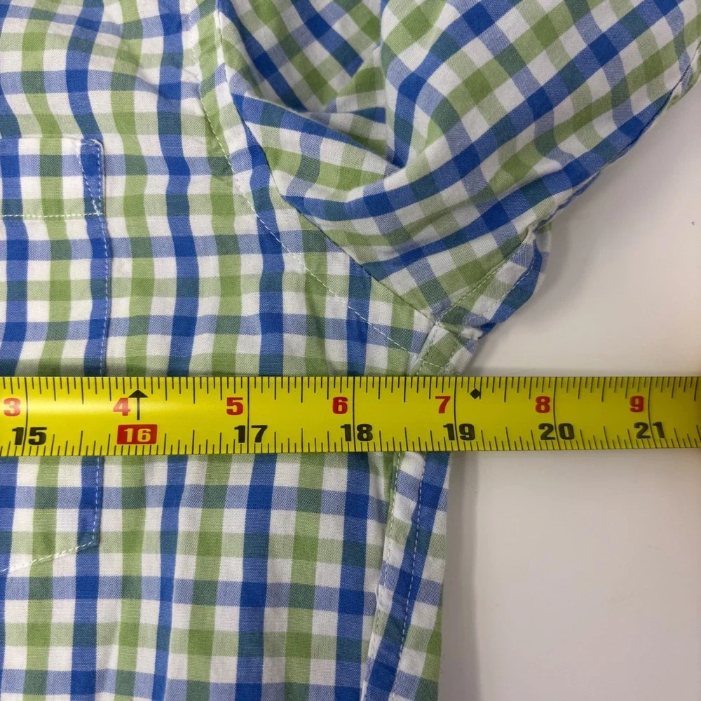 J. Crew Men's Long Sleeve Casual Cotton Button Shirt Green‎ & Blue Plaid Slim M